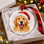 Custom pet santa hat ornament in gift box